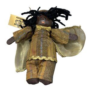 Handcrafted Ethnic Collection Doll With Gold & Brown Outfit Christmas ornament